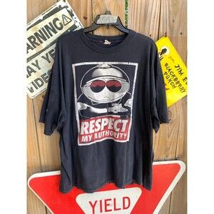 Vintage Y2K South Park Respect My Authority black t-shirt tv Size 3XL